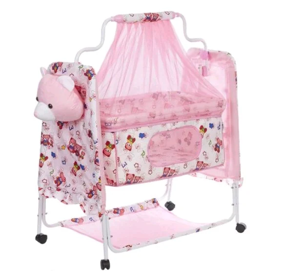 Cozy New Born Baby Cradle, Baby Swing, Baby Jhula, Baby Palna, Baby Bedding, Baby Bed, Crib, Bassinet with Mattress, Pillow, Mosquito Net for 0-9 Months (Pink) - Free Size, Pink, Cradle Material :Cotton, Jhula, Multipack 1